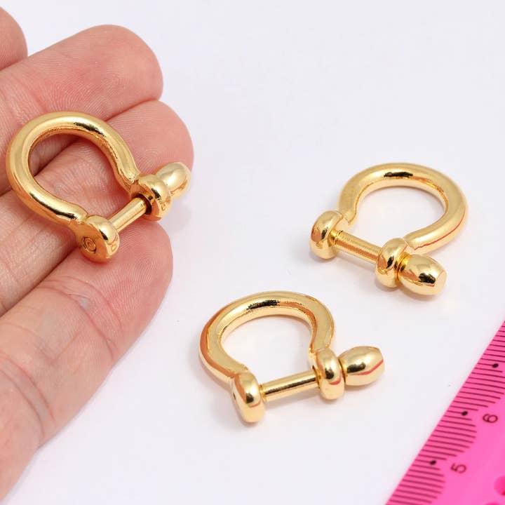 Fermoir de manille de marin nautique en or brillant 24k 21x25mm, CHK374 pour la vente par QueenJewelryM