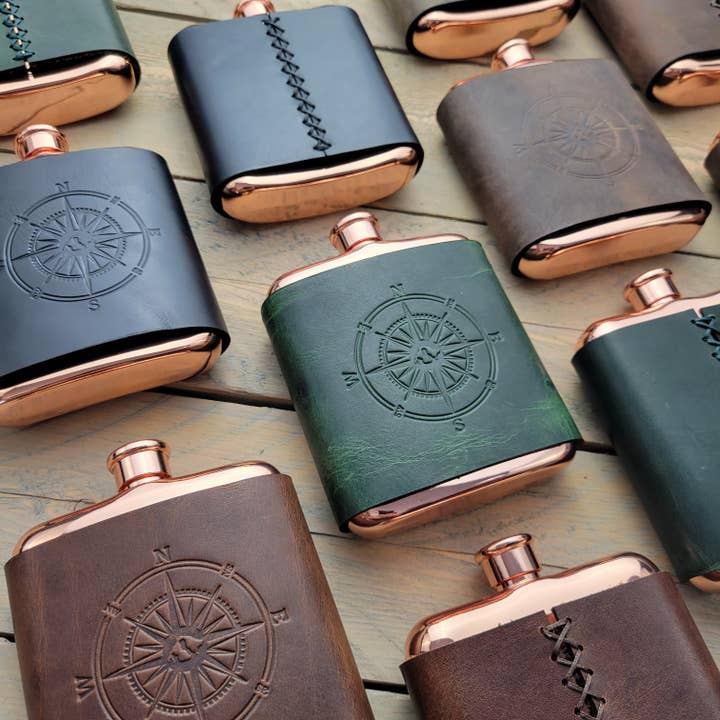 Orcas Island Leather Goods - Wholesale Flask - Leather-Wrapped Flasks7