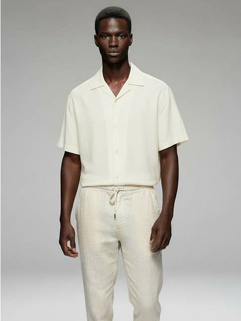 HB Beige HB-8-77 (Men's Linen blend Shirt (Beige)) for wholesale on Faire