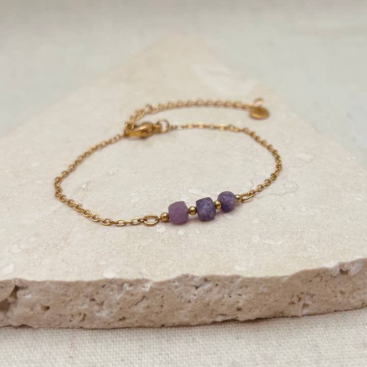 Everyday Amethyst Trio Bead Bracelet for wholesale by Little Nell Jewellery