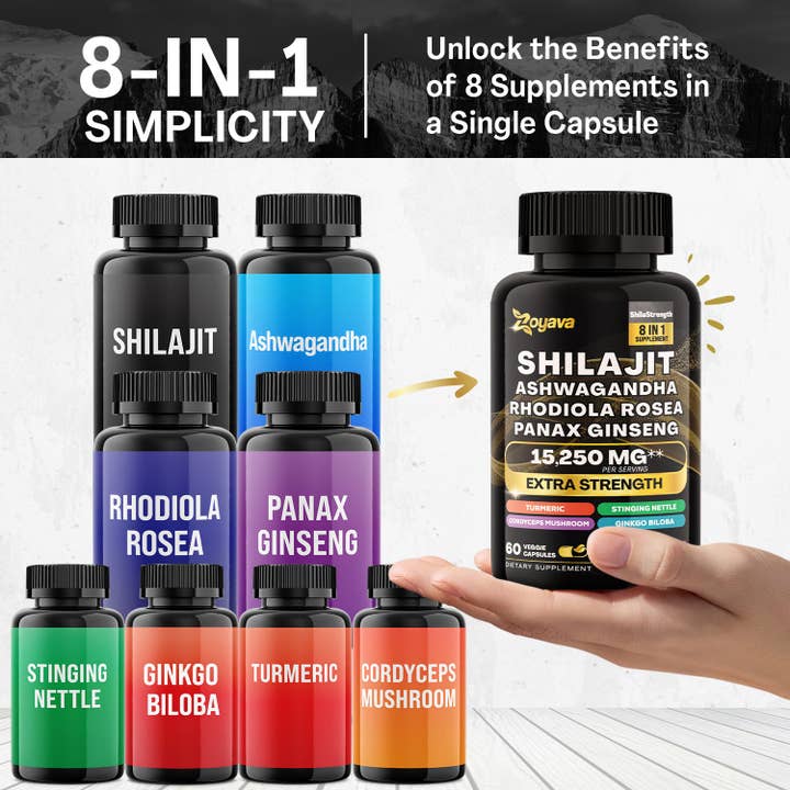 Zoyava - Wholesale Oral Supplement/Vitamin - Ultimate Duo Shilajit Power ShilaStrength Blend - 15,250MGs and SightShield Lutein and Zeaxanthin Supplements 8000 MG3