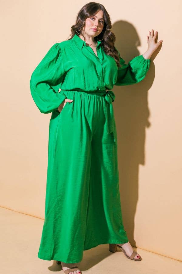 Green A solid woven jumpsuit - IP8268-P for wholesale on Faire1