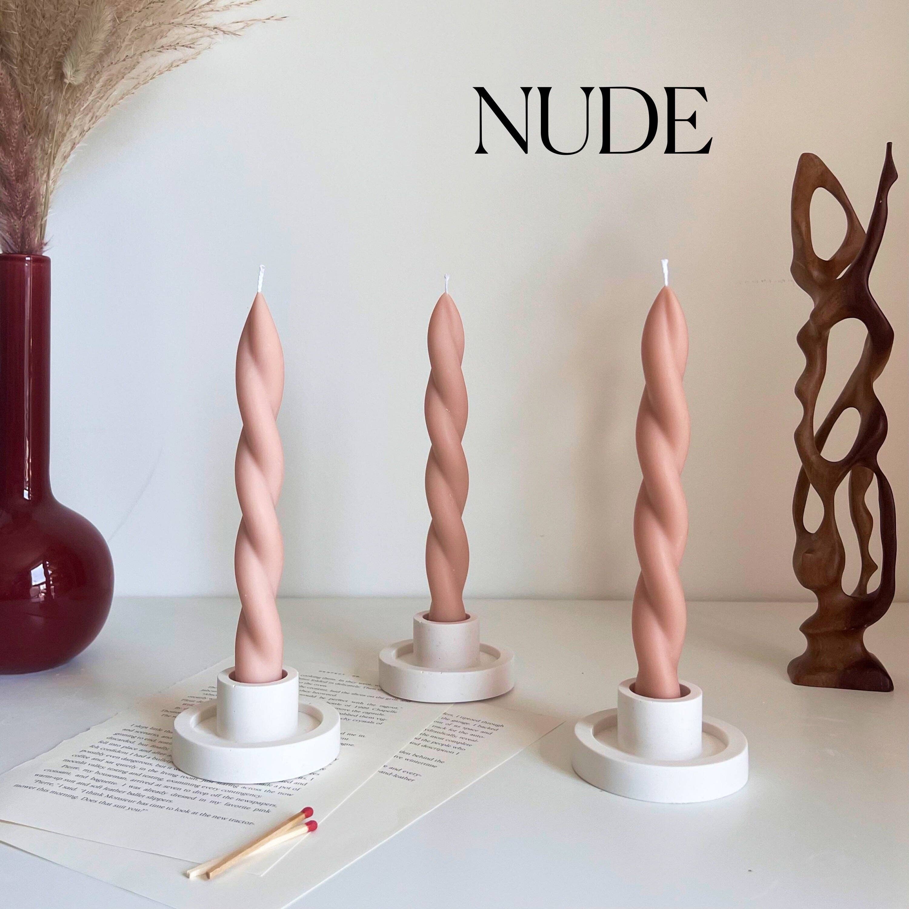 Estelle Studio – Engroshandel Stearinlys/lysestage – Håndlavet snoet sojavoks stagelys: Pastel middagspynt1