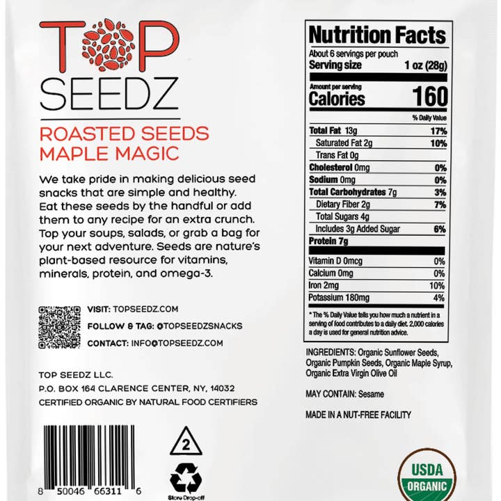 Top Seedz - Wholesale Granola - Maple Magic Roasted Seeds - 6oz - 12 Per Case1
