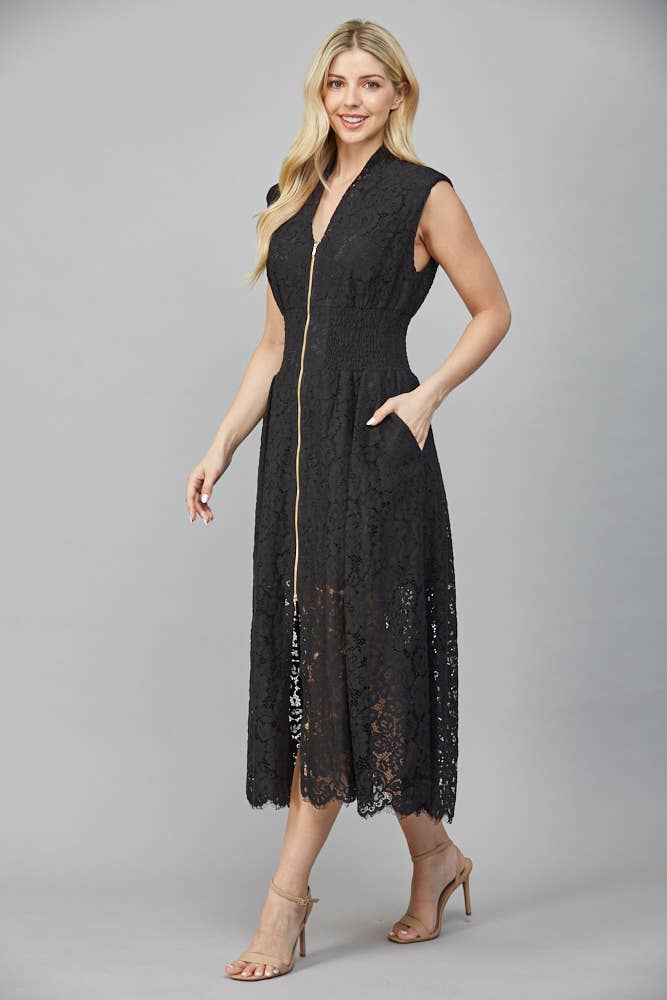 FATE - Wholesale Dress - Women's - FRONT ZIP CLOSURE SLVL LACE DRESS FD34114 3