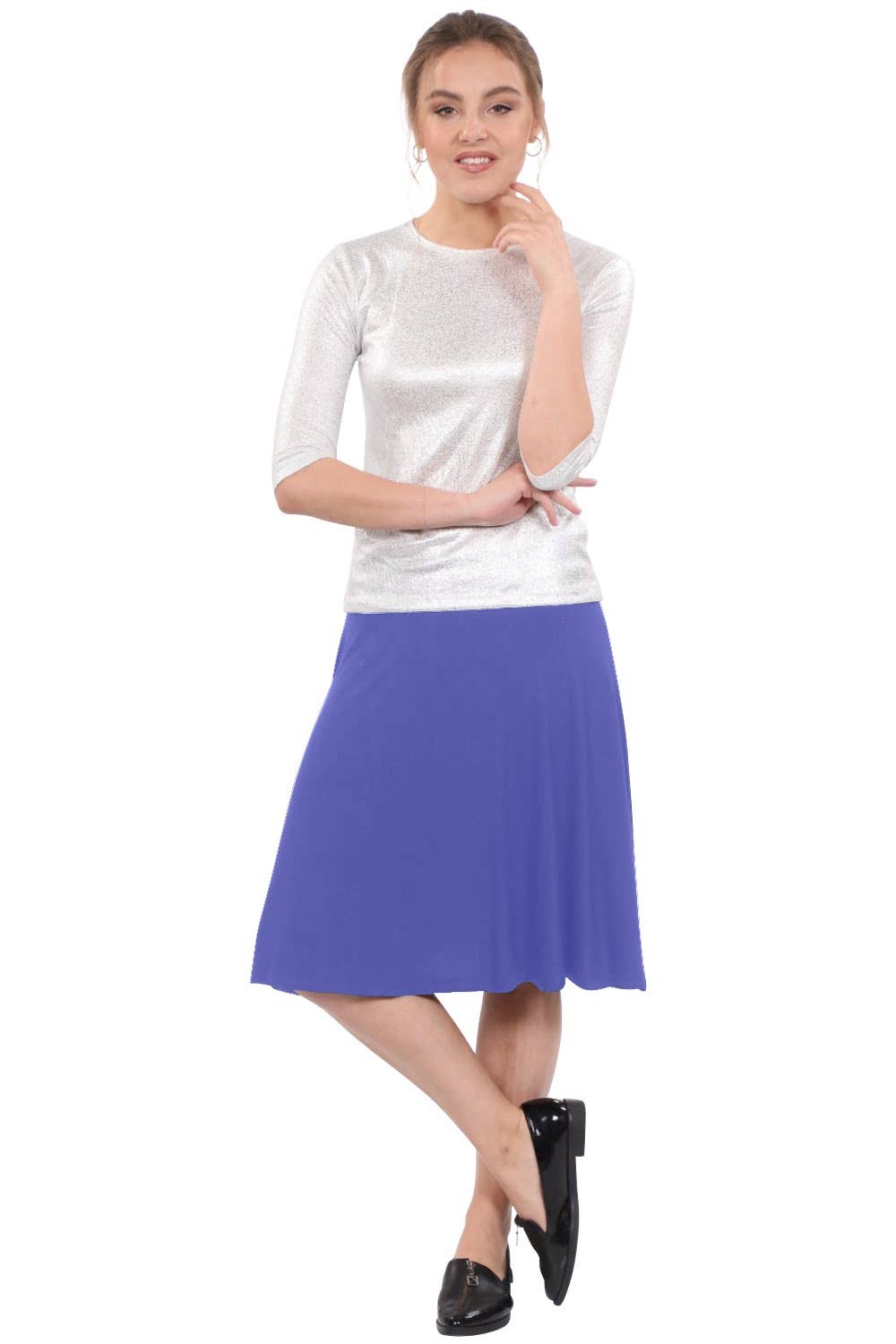 Kosher Casual - Wholesale Skirt - Women's - Knee Length Skater Skirt with Full A-line Cut for Women6