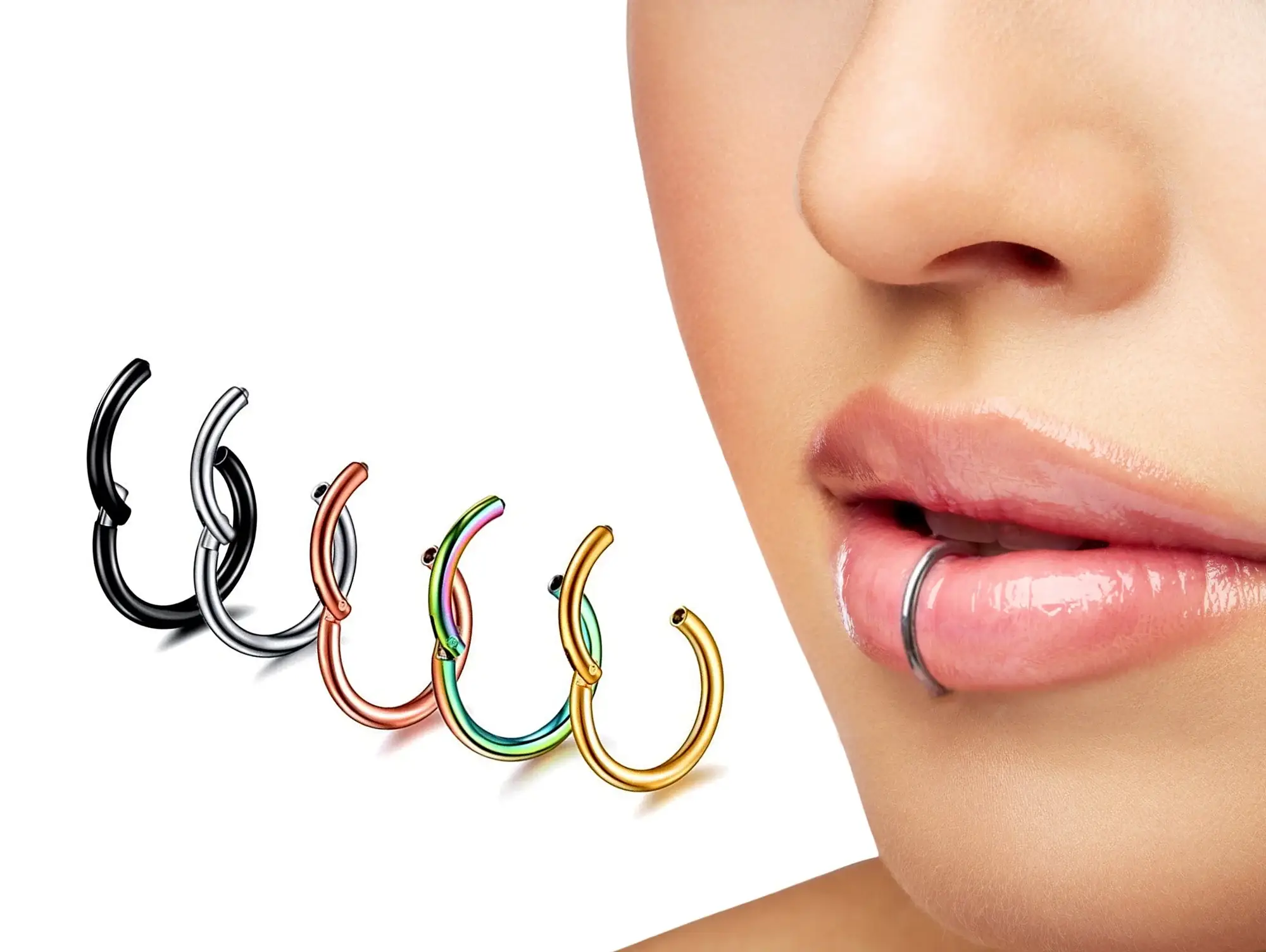 Bodytrend - Wholesale Nose Ring - TITANIUM  - SEGMENT HINGED RINGS , CLICKER RING9