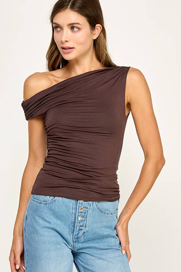 Miss Love – wholesale Knit top – Women's – ONE SHOULDER RUCHED TOP0