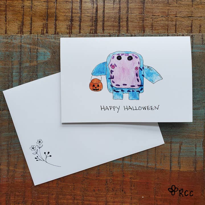 Little Monster Halloween Card for wholesale by Red Cottage Creative