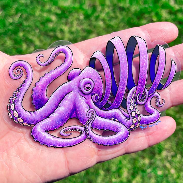 CLEAR STICKER: Spiral Octopus (XL) for wholesale by Ryan McCulloch Art