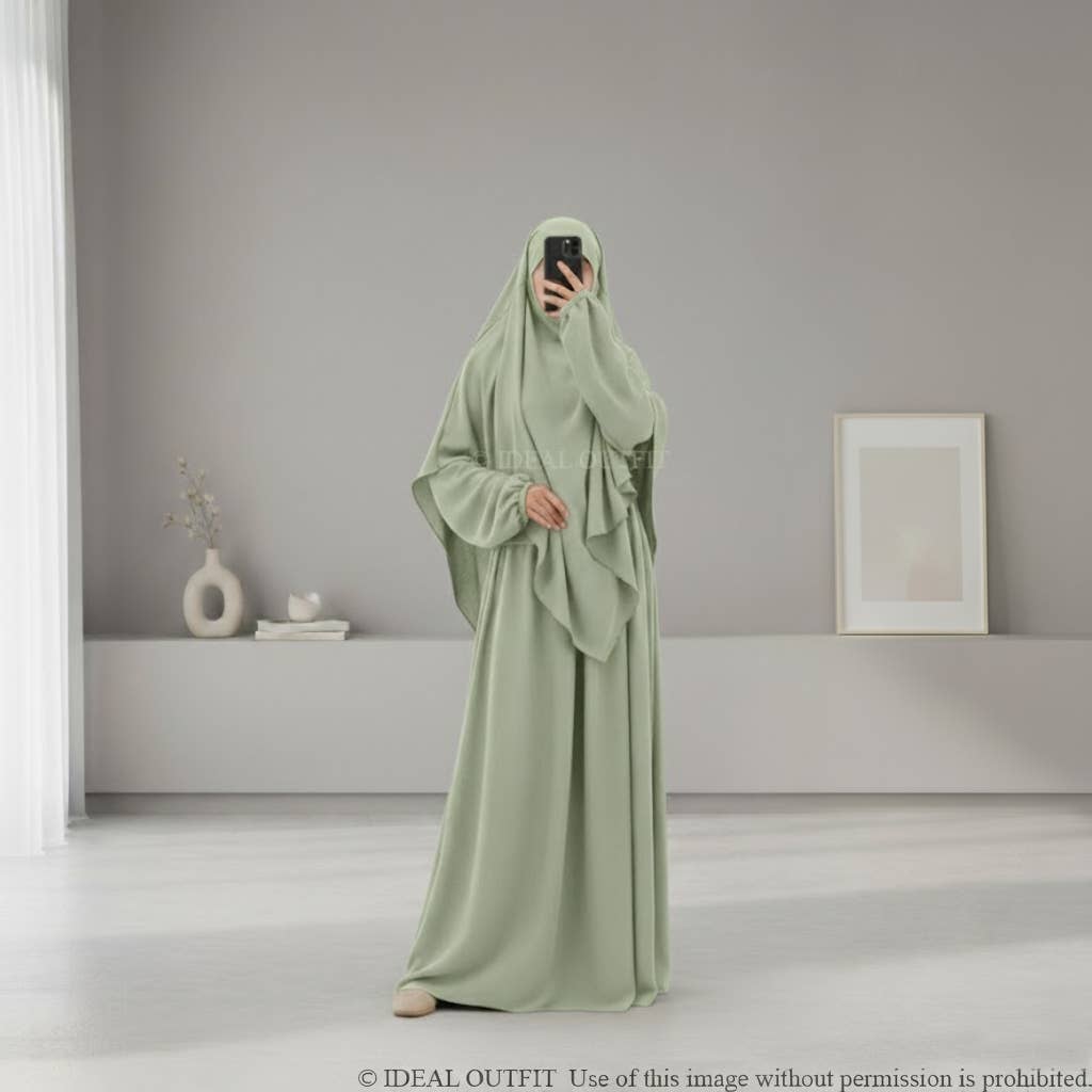 IDEAL OUTFIT - Wholesale Kaftan - Dames - 2-delige khimar en abaya set in jazzstijl ref:e2326+2501jazz6