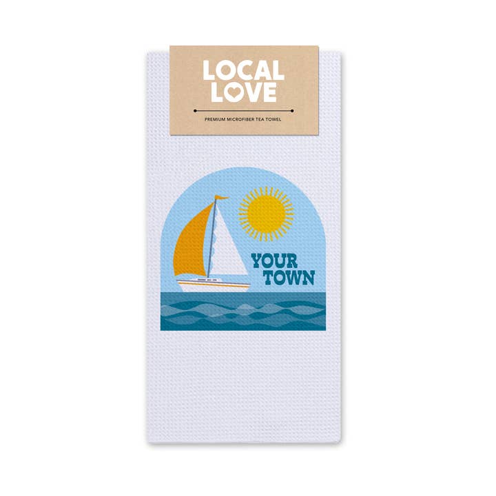Personalized City Tea Towel - Ocean View for wholesale by Rock Scissor Paper