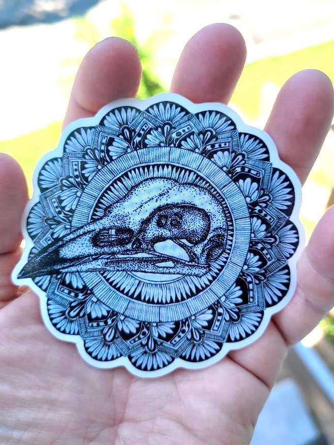 Adesivo Mandala a forma di teschio d'uccello per la vendita all'ingrosso da parte di Bear & Buffalo