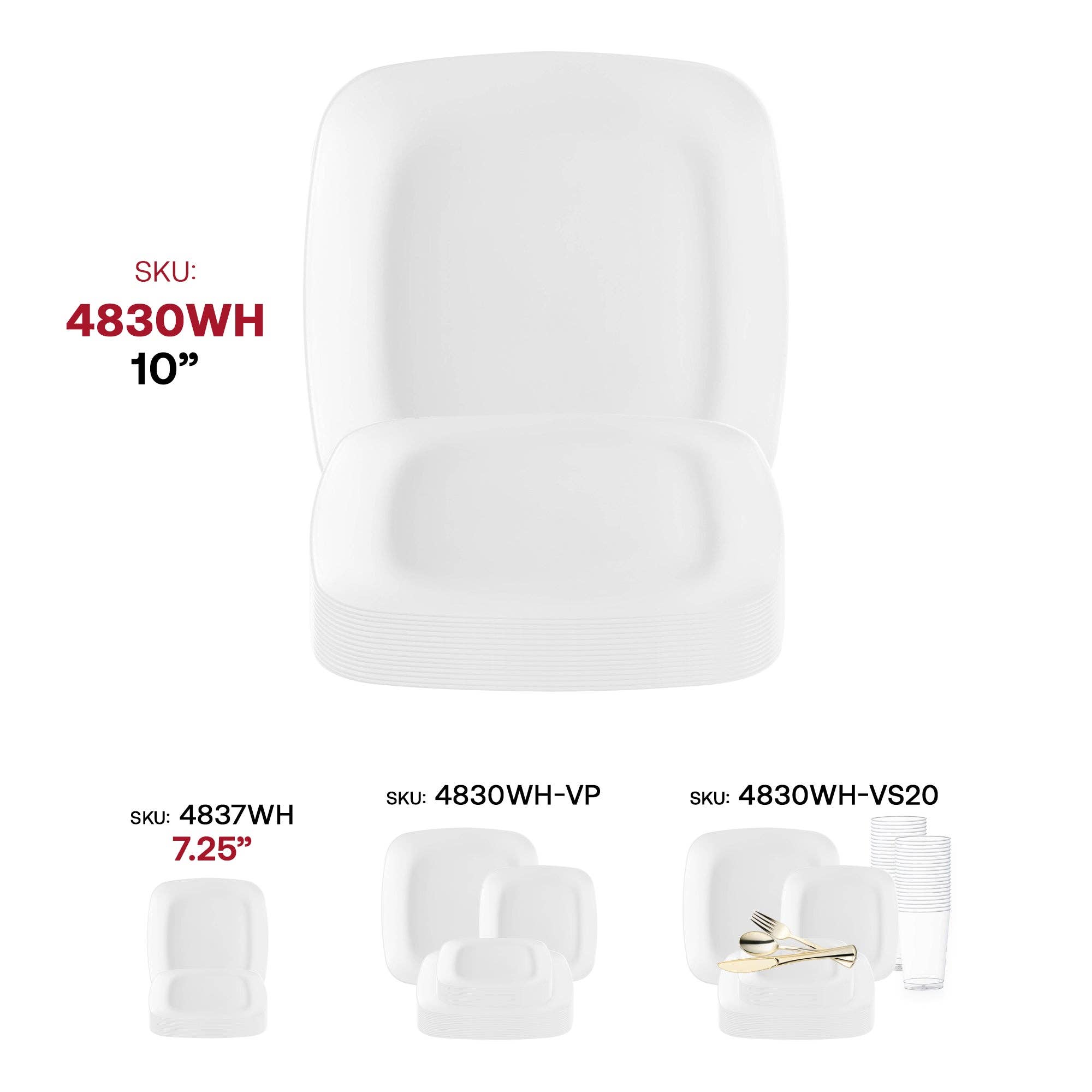 Smarty had a Party – Engroshandel Engangstallerken – 10" solide hvide flade plastikmiddagstallerkener - 120 stk.5