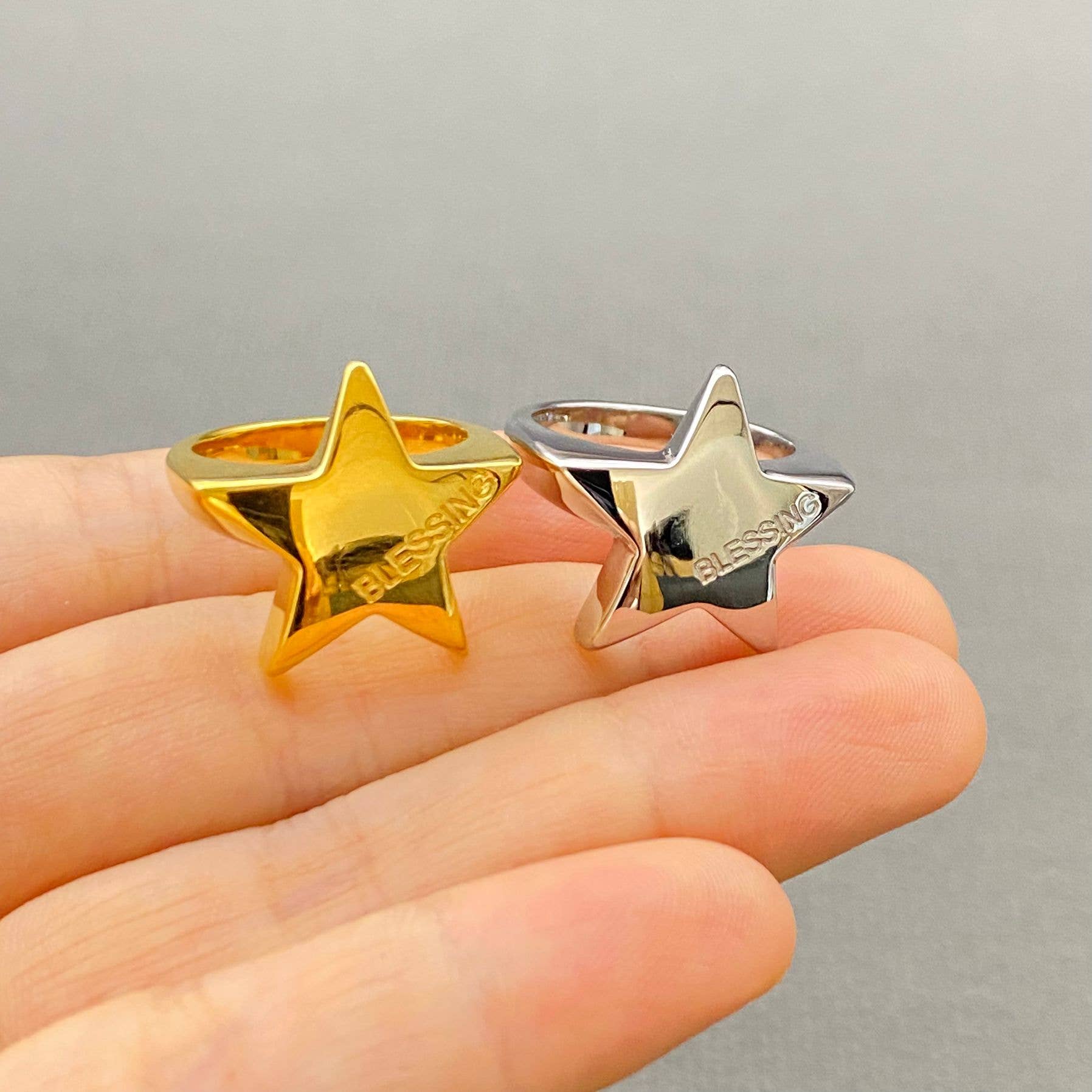 Mio Queena - Wholesale Cocktail/Statement Ring - BLESSING Star 18K Gold Plated Stainless Steel Ring - FGS/MS6