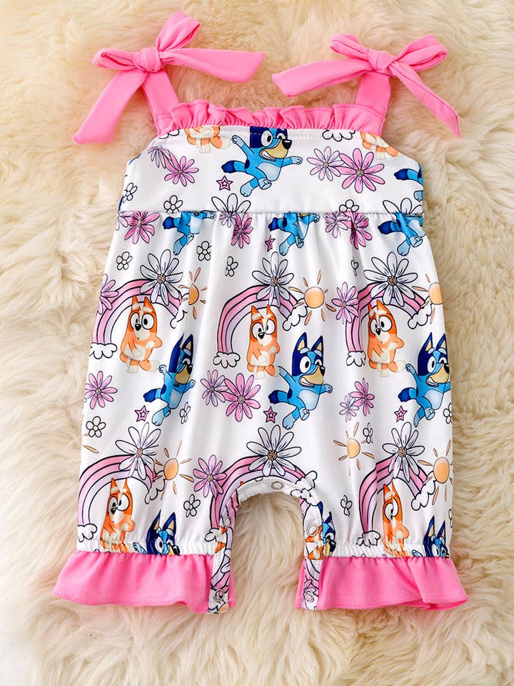 Kids Charm Online - Wholesale Jumpsuit - Baby - Blue* printed Girls romper w/ruffle hem. RPG50207 JEA