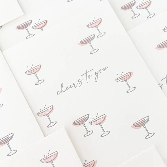 Missive – wholesale Congratulations card – Retro Cocktails Cheers to You Letterpress Greeting Card1