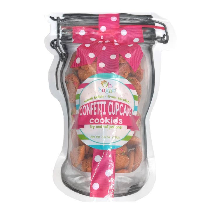 Oh, Sugar! - Wholesale Cookie - Cookie Mason Jar Pouches - Confetti Cupcake - Small