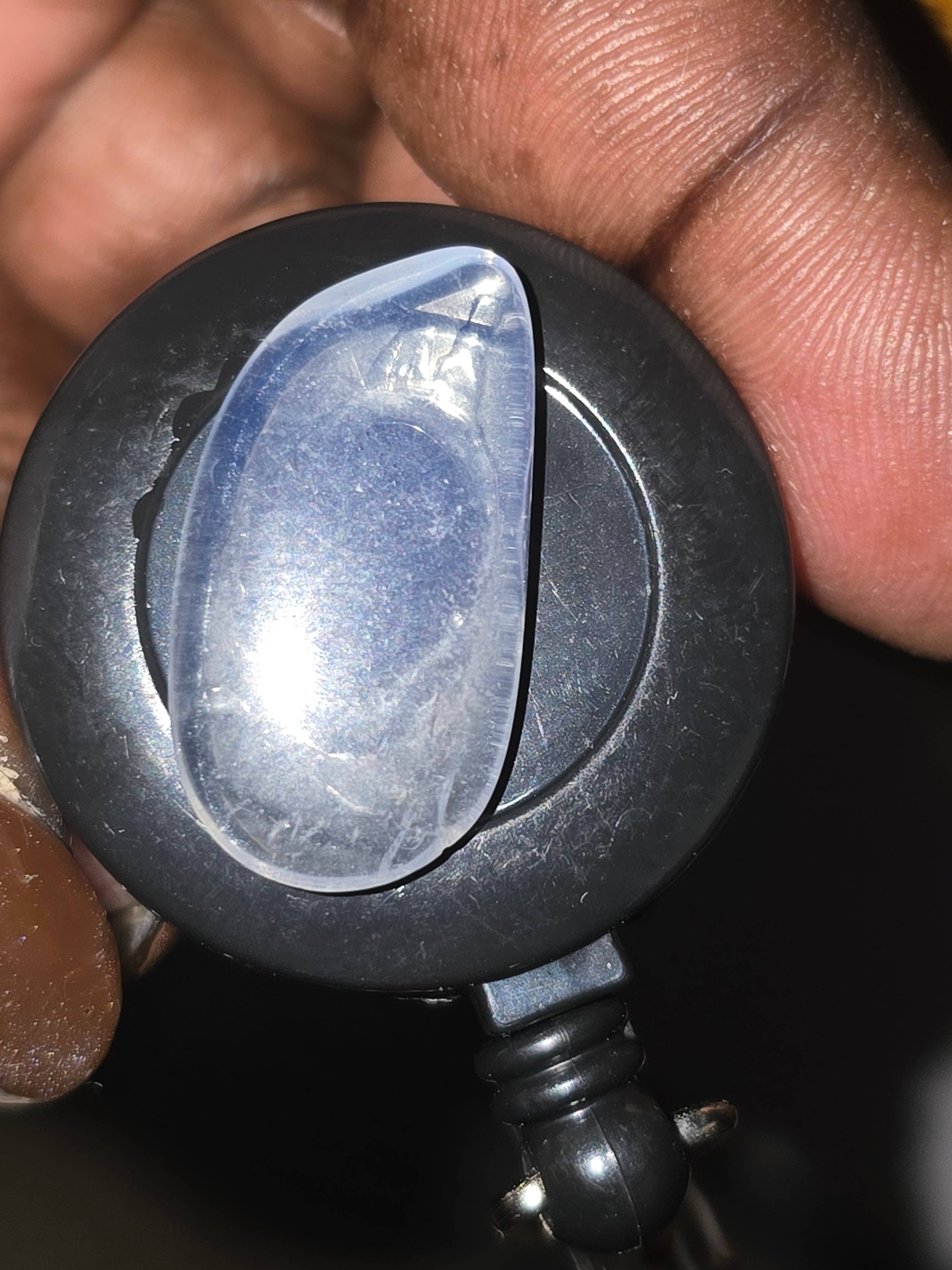 Pebbles Crazy Crystals LLC - Wholesale Keychain – Unisex - “Opalite Glow” Crystal Badge Reel 1