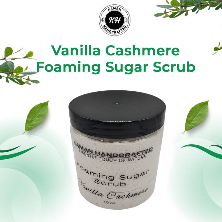 Vanilla Cashmere Foaming Sugar Scrub for wholesale by KAMAN HANDCRAFTED