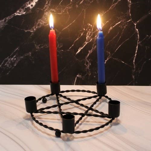 Green Tree - Wholesale Candle Holder - Iron Pentagram Candle Holder 15 cm Black1