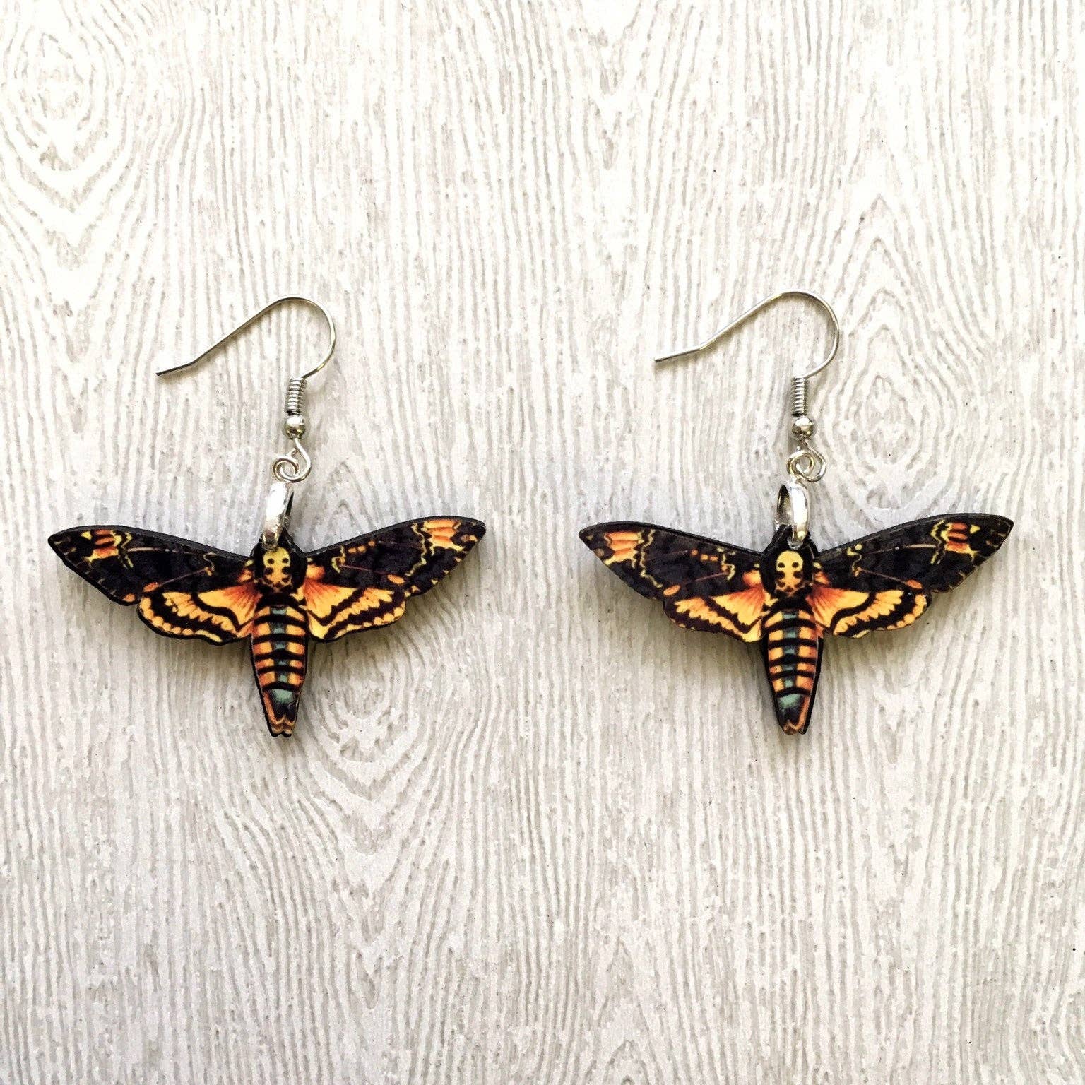Toad Hill Farm - Wholesale Dangle Earrings - Deaths Head Moth Earrings - Halloween - Laser Cut Wood6