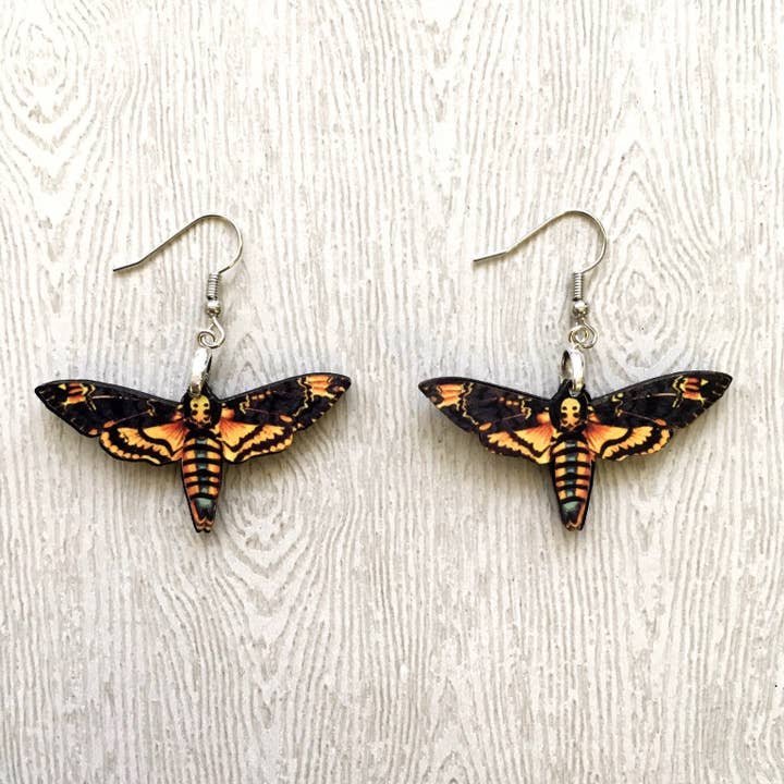Toad Hill Farm - Wholesale Dangle Earrings - Deaths Head Moth Earrings - Halloween - Laser Cut Wood6