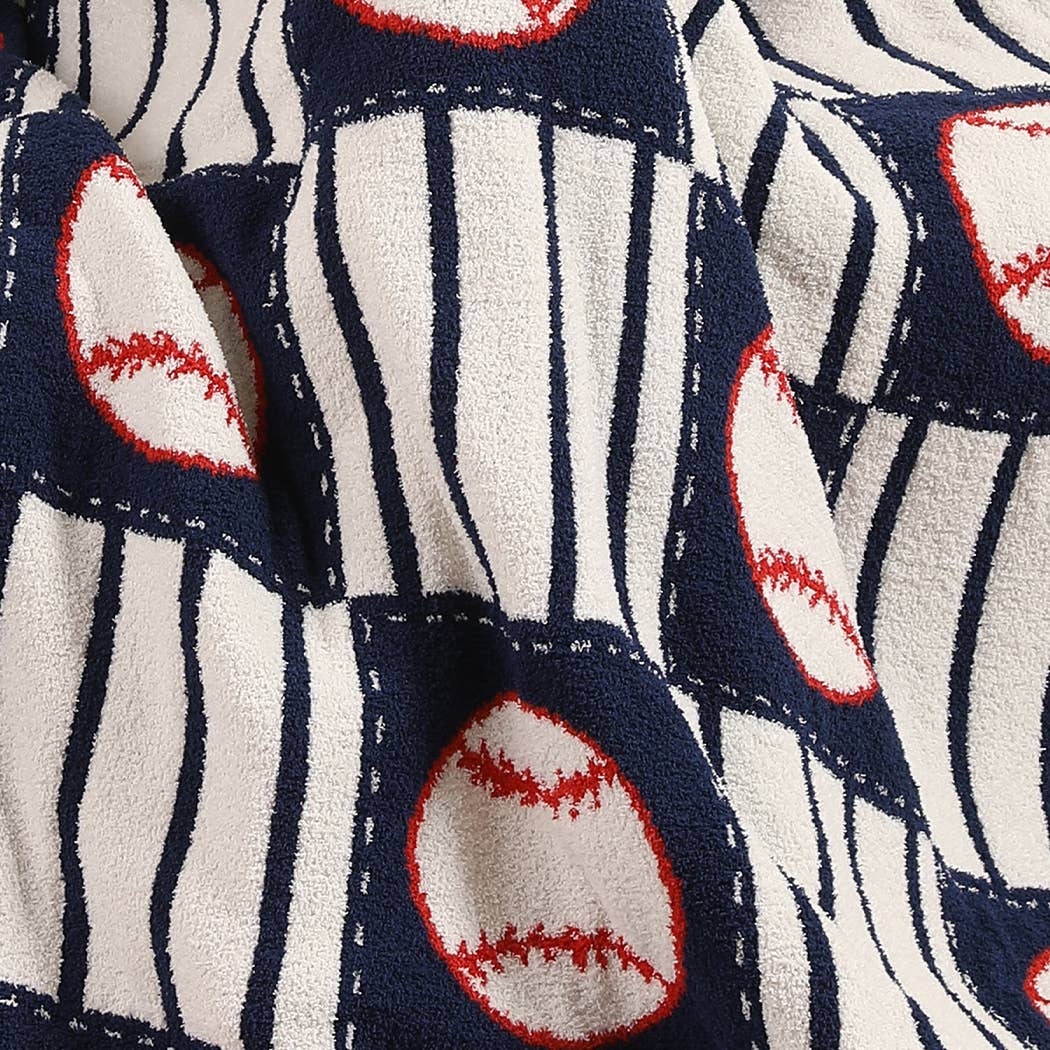 NAVY Baseball Pattern Print Cozy Throw Blanket for wholesale on Faire5