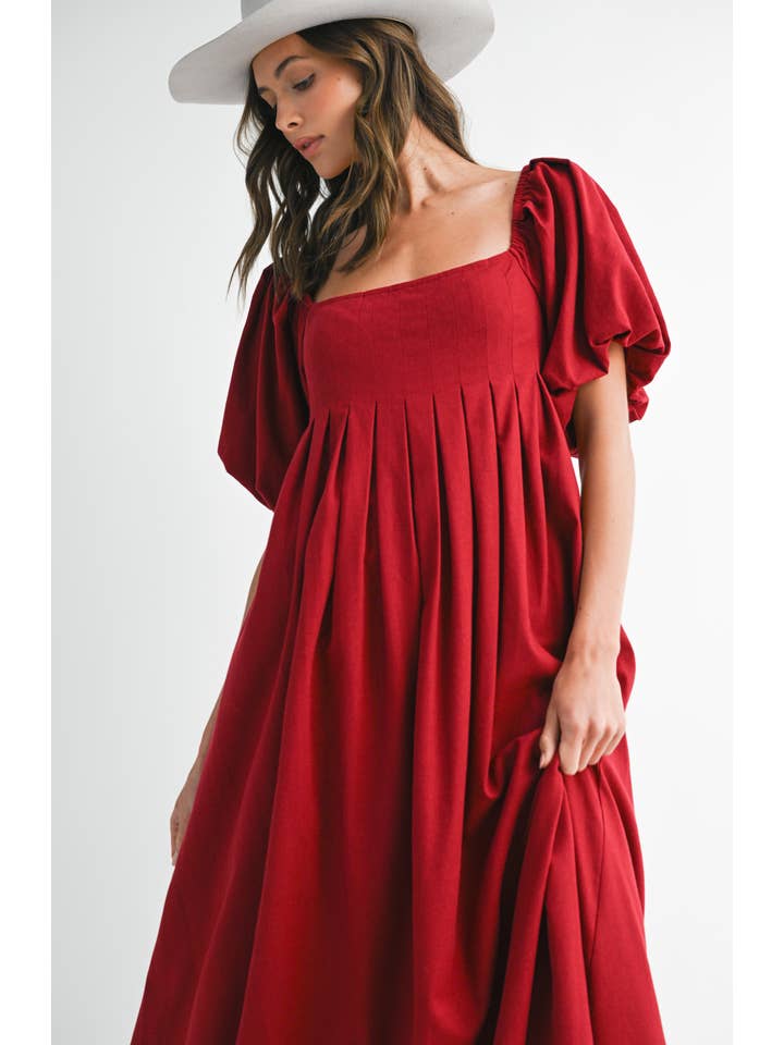 Endless Blu - Wholesale Dress - Women's - ND0084 Square Neck Puff-Sleeve Maxi Dress10