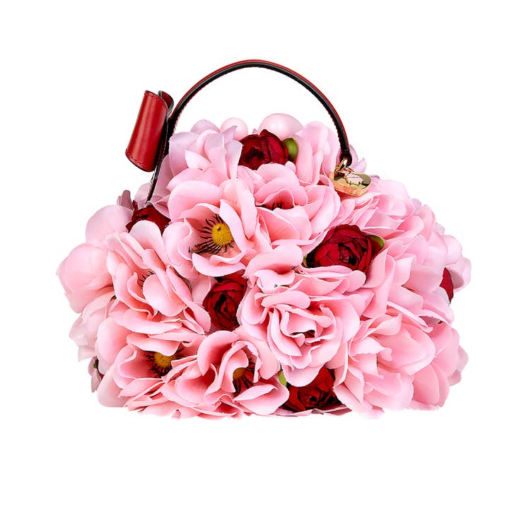 Strawberry Parfait Posy Taske - Pink & Rød Blomsterpung for engroshandel hos BB TAYLOR