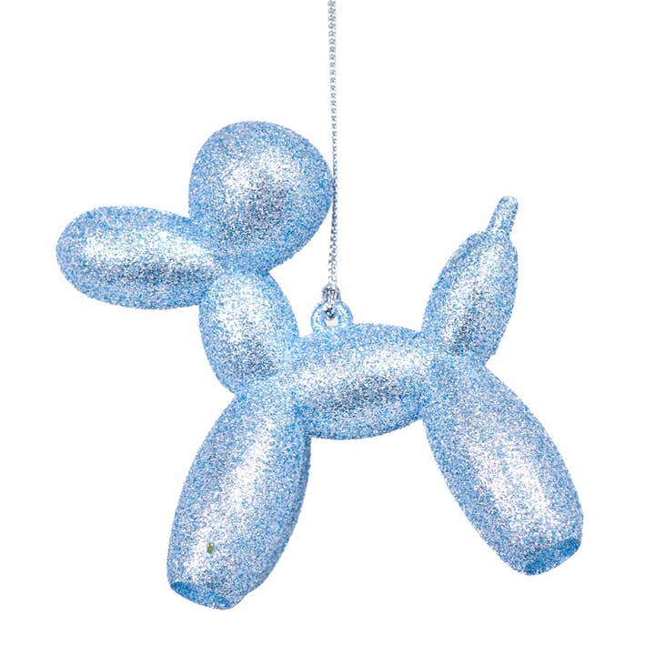 Starlight Collection - Wholesale Ornament - Cerulean Glittery Balloon Poodle Ornament0