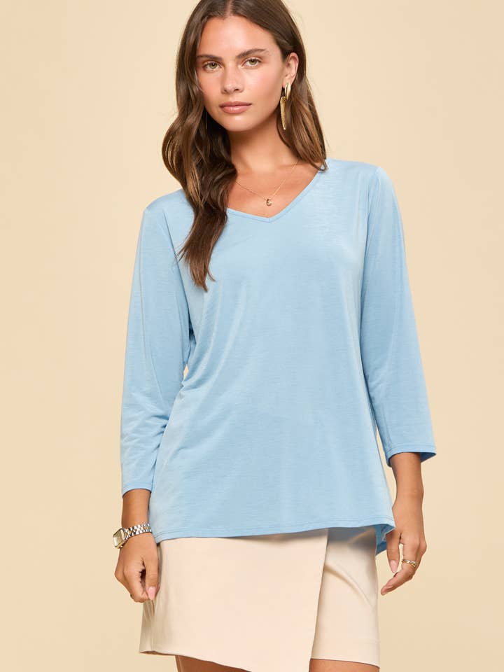 Classic Wrinkle-Free V-Neck Top for wholesale by Dear Scarlett