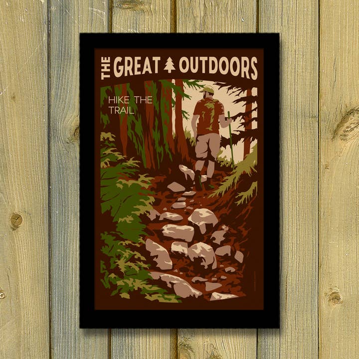 Cartaz de viagem vintage Hike the Trail | Série Great Outdoors por atacado de Lionheart Graphics
