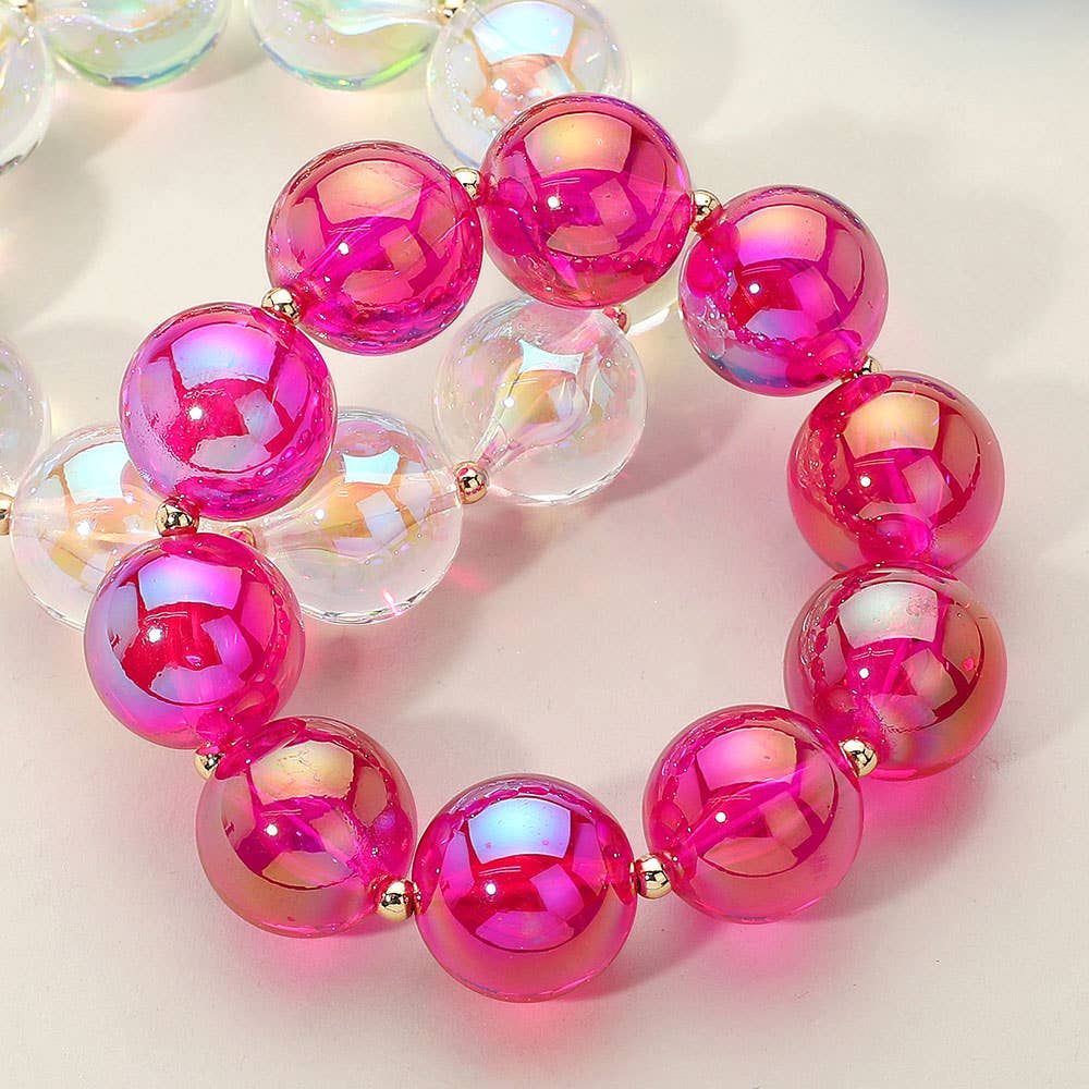 Sensibling Corp. - Wholesale Beaded Bracelet - Chunky Iridescent Ball Beaded Bracelet11
