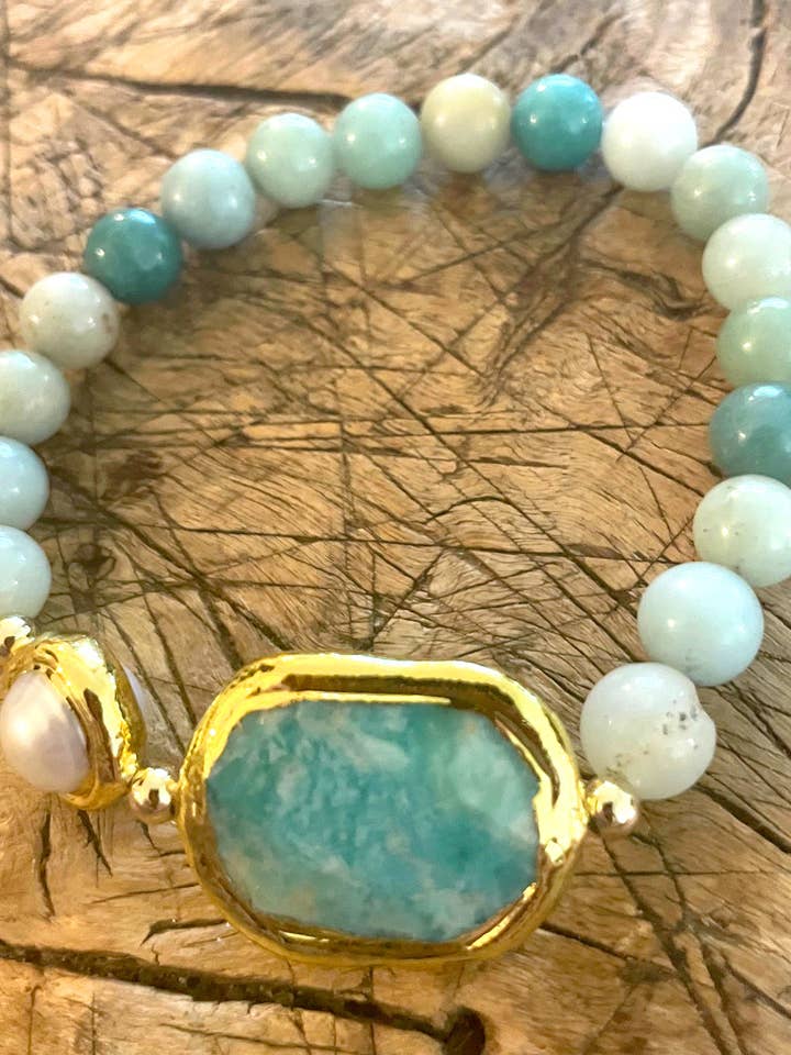 simplesmente lindo - Encantadora Pulseira com Amazonita em Destaque por atacado de Beautiful Soul Jewelry