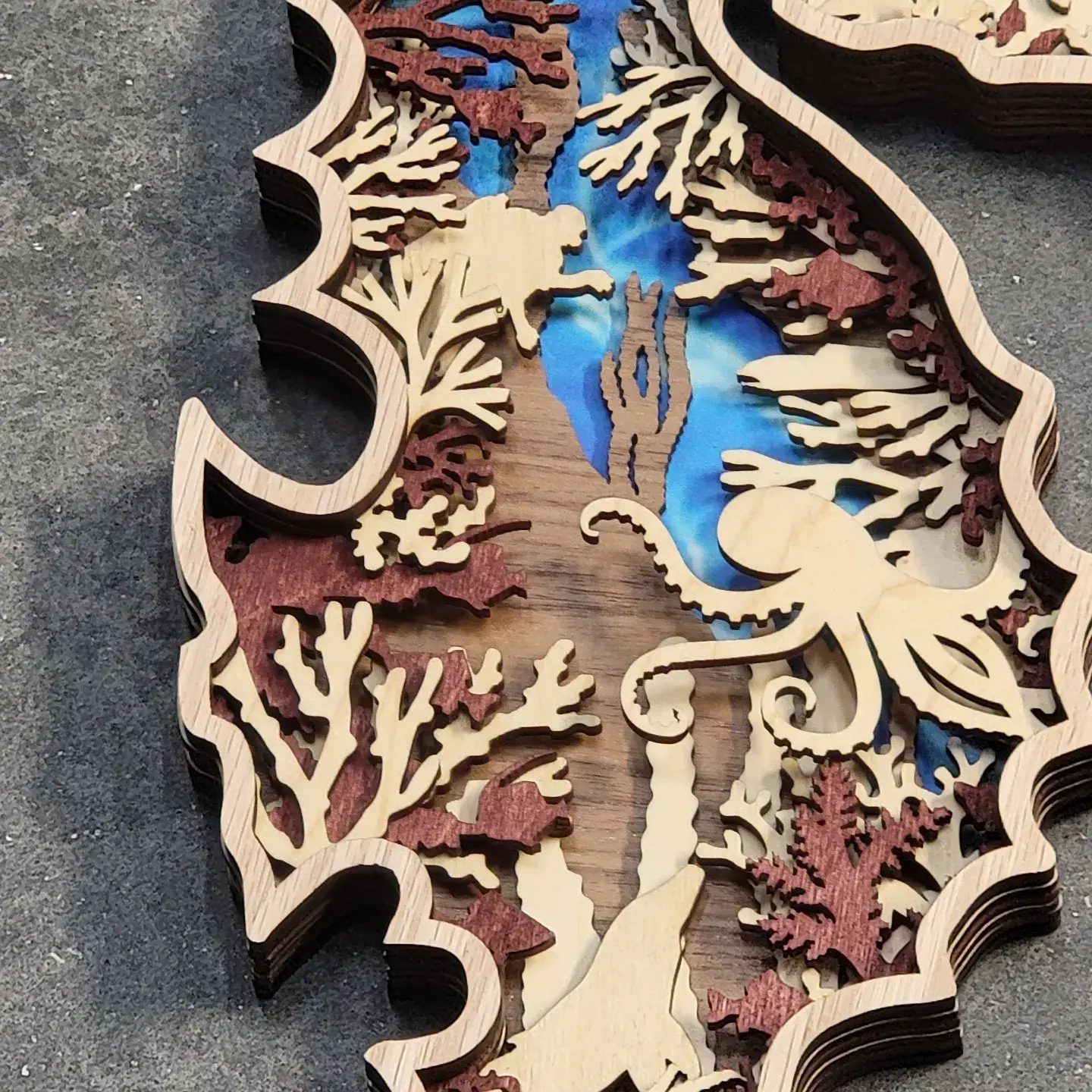 Gulf Coast Custom - Wholesale Wall Art Set - Seahorse Multilayer Wood Art Decor Sealife Beach House Decor2