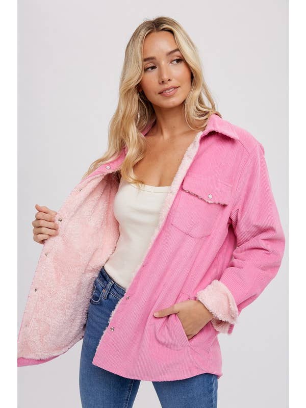 Vanilla Monkey - Wholesale Shirt Jacket/Shacket - Women's - Corduroy Sherpa-lined Jacket