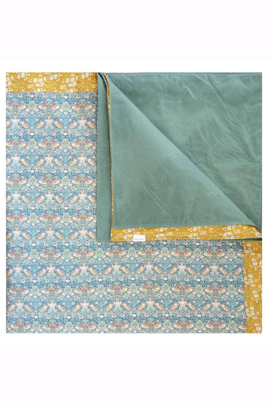 Coco & Wolf - Wholesale Picnic Blanket - Picnic Blanket made with Liberty Fabric STRAWBERRY THIEF & CAPEL MUSTARD5