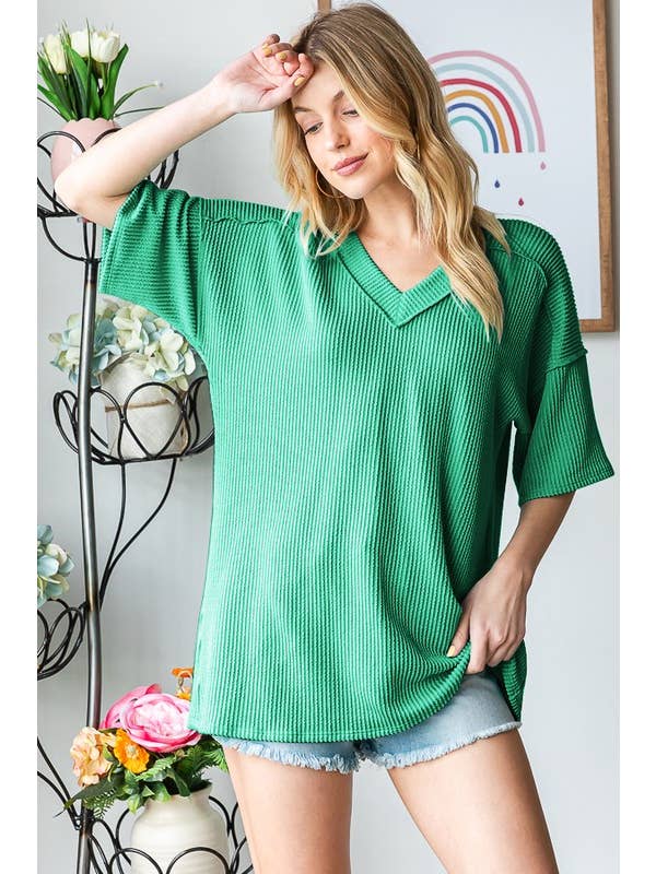 HEIMISH – wholesale Tunic – Women’s – ET7646-10 SHORT SLEEVE SOLID URBAN RIBBED TOP3