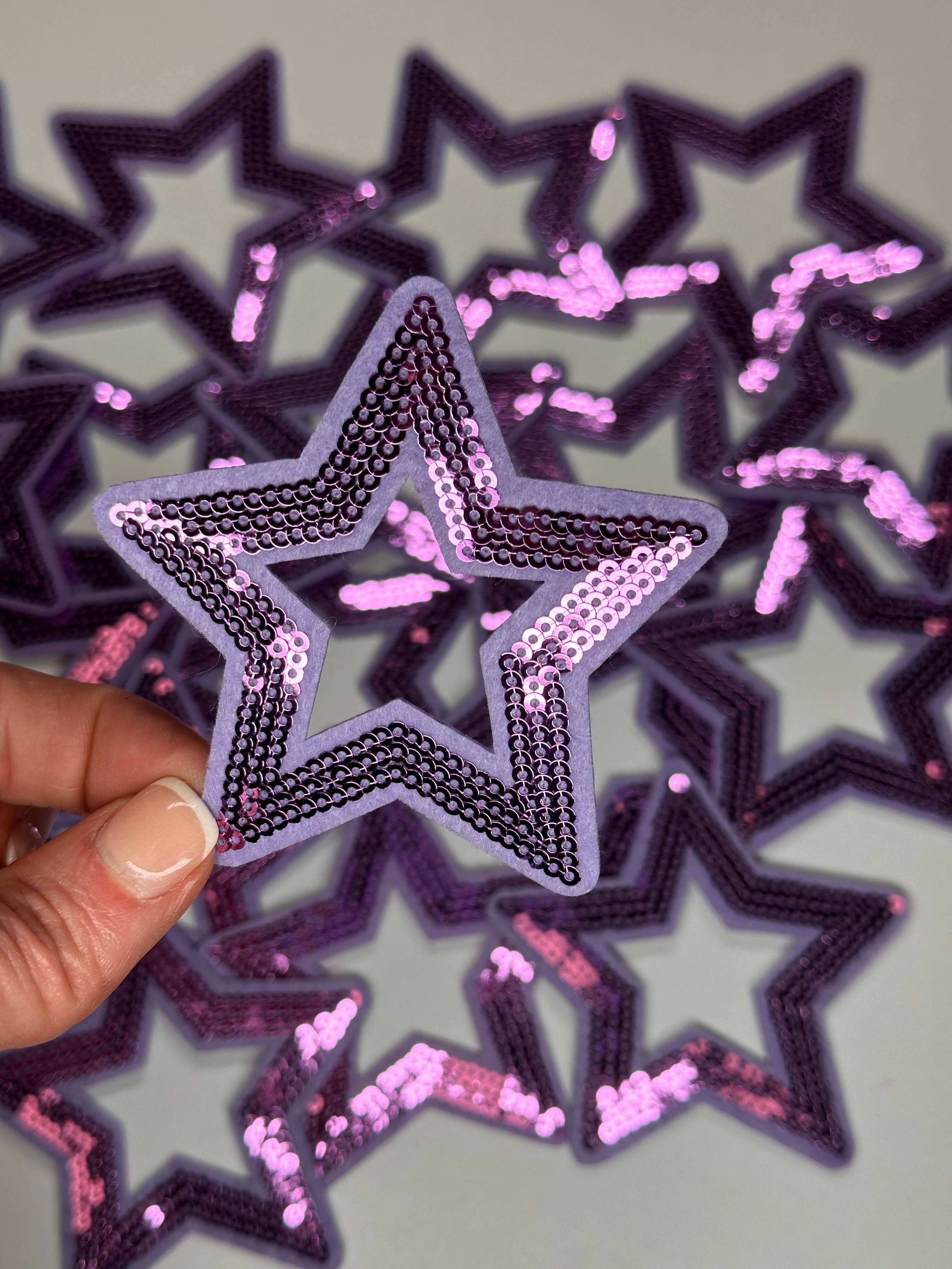 Aloe and Milk Boutique - Wholesale Patch - Sequin Star Outline, sequin, star patch, cheer, game day2