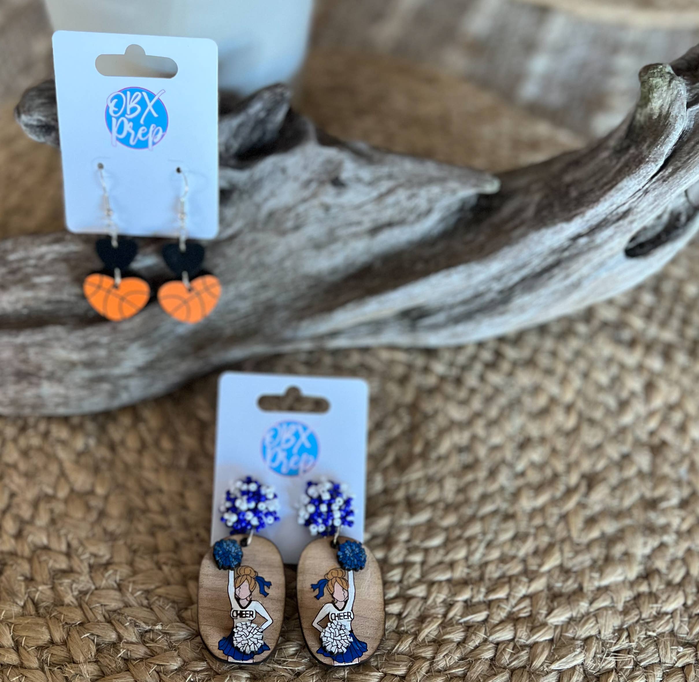 OBX Prep - Wholesale Dangle Earrings - Custom Hand-Painted 3D Cheerleader Earrings Beaded Stud Top2