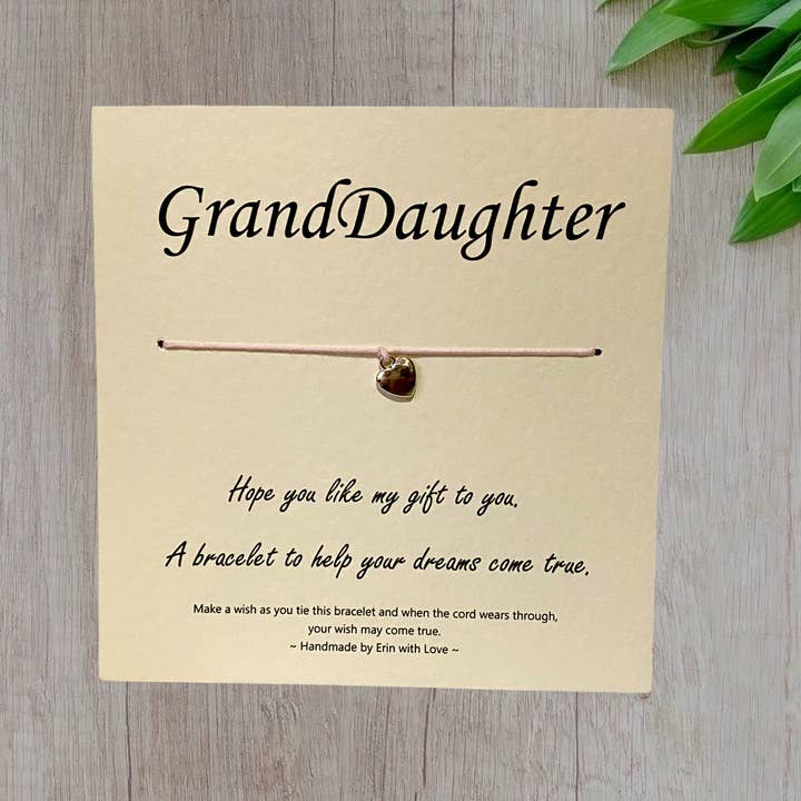 Bracciale GrandDaughter Wish e biglietto per la vendita all'ingrosso da parte di By Erin Cards and Gifts Ltd