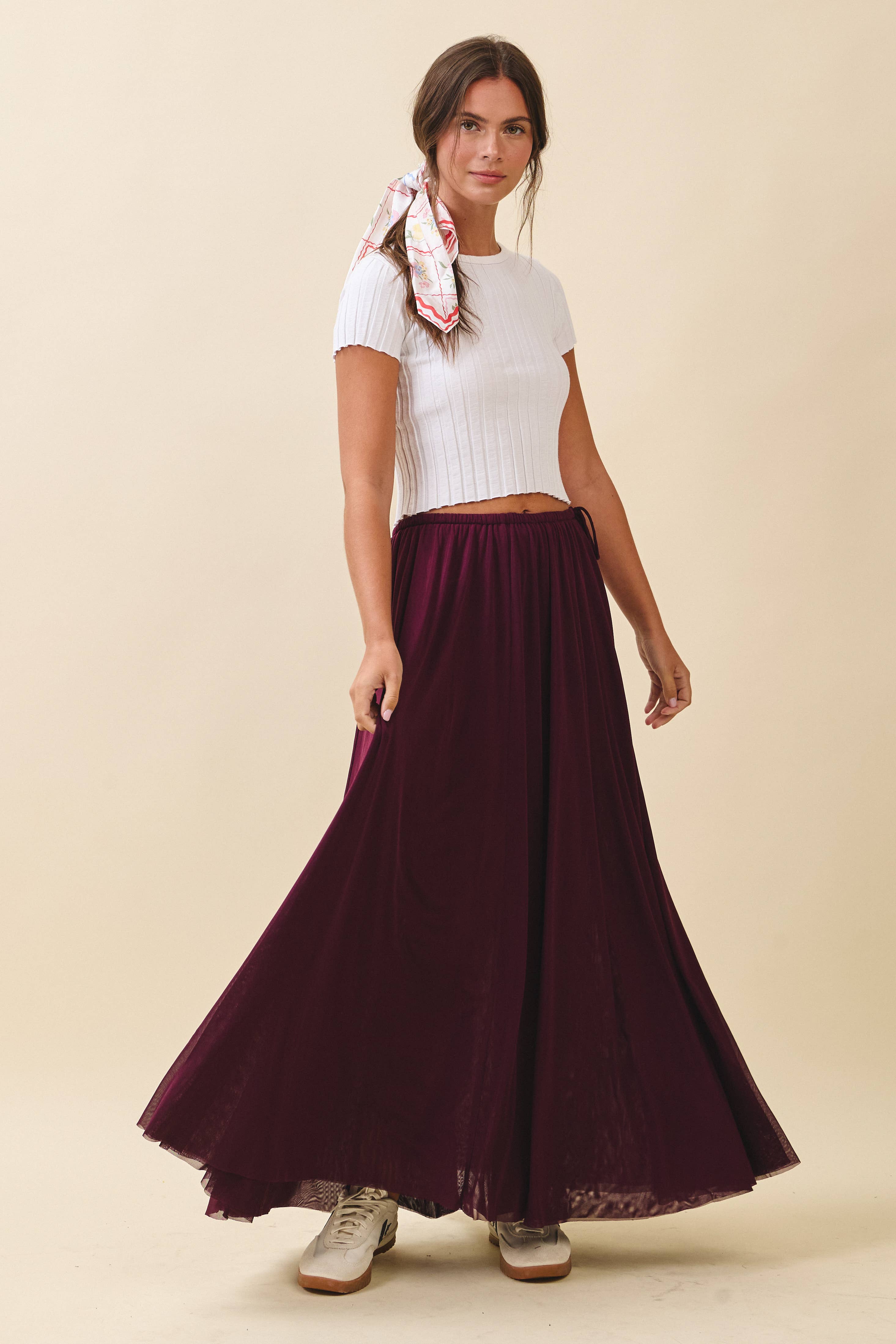 AEMI + CO - Wholesale Skirt - Women's - 7185GK Flowy Mesh Maxi Skirt5