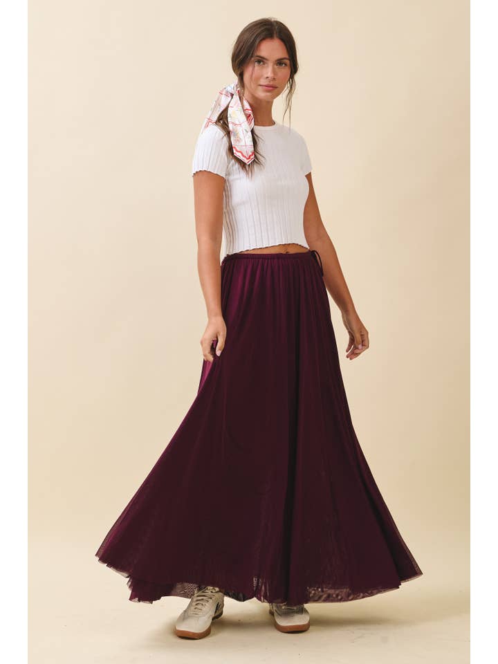 AEMI + CO - Wholesale Skirt - Women's - 7185GK Flowy Mesh Maxi Skirt5