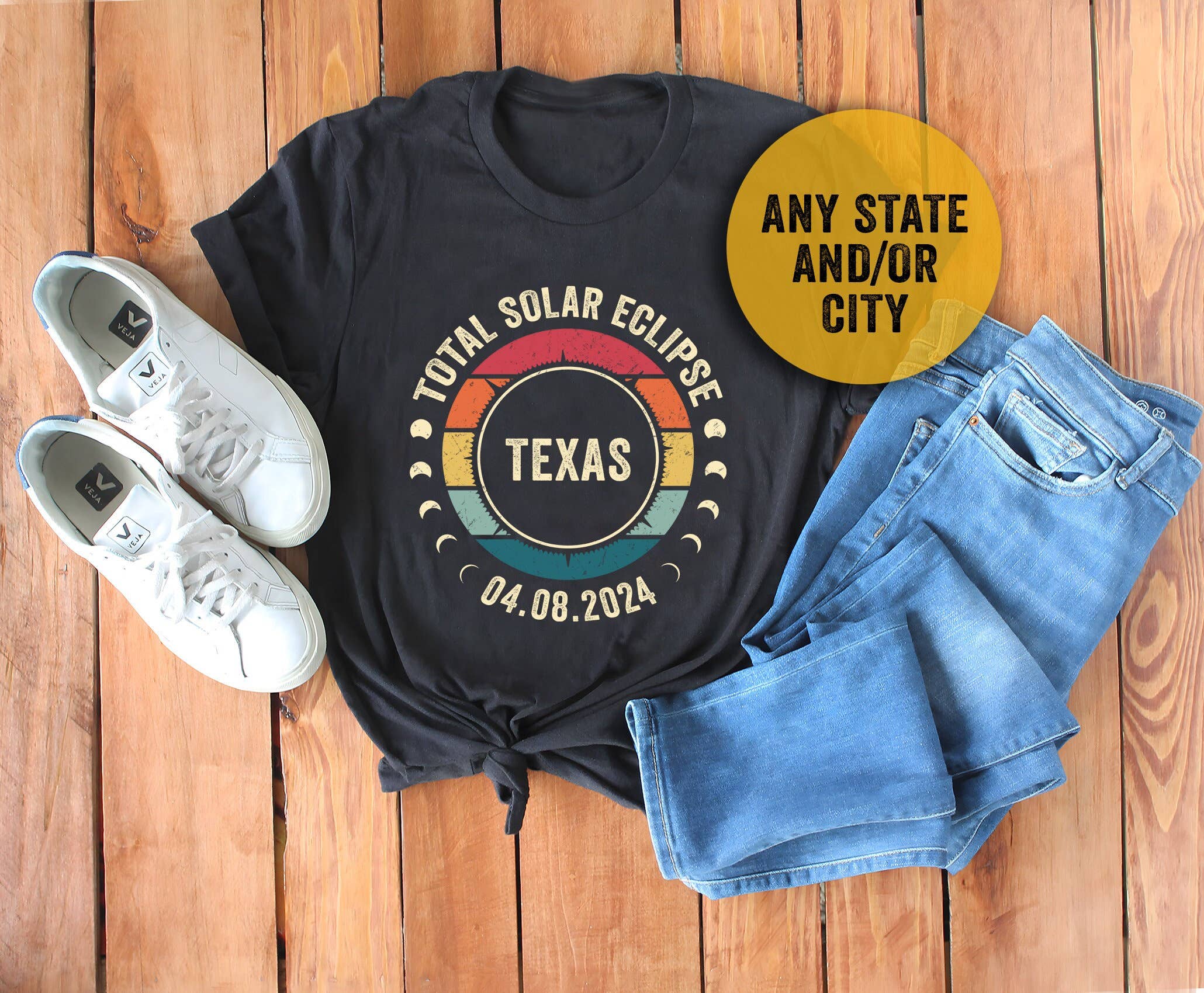 NVC Ecommerce LLC - Wholesale T-Shirt (Graphic) - Unisex - Solar Eclipse 2024 Shirt, Custom State City, Sun Moon Shirt0