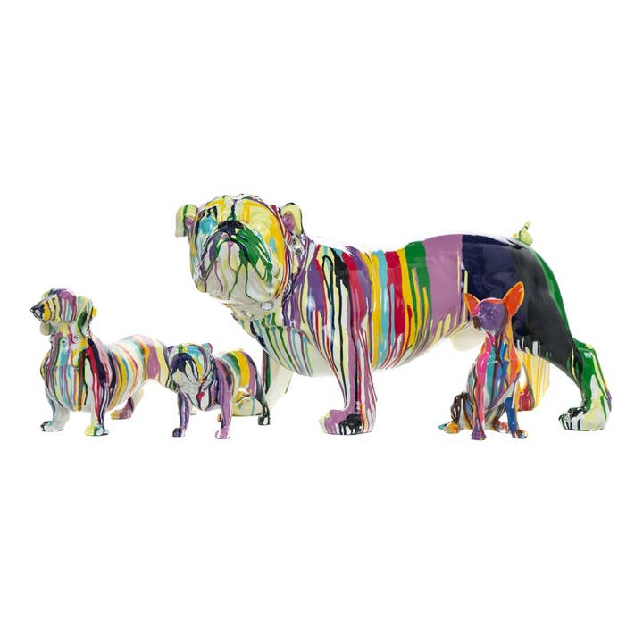 Interior Illusions Plus – Engroshandel Skulptur – Malet realistisk størrelse Graffiti Bulldog Skulptur - 30 „lang2