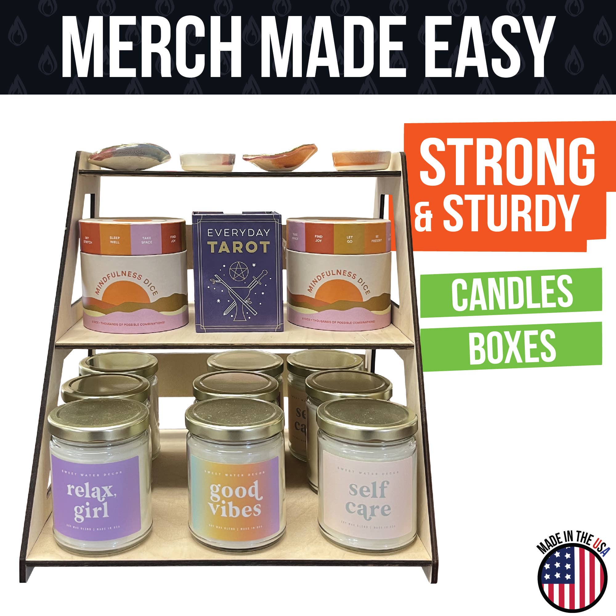 Torched Displays - Wholesale Retailer Display Stand/Case - 3-Tier Retail Table Display Stand with Shelves13