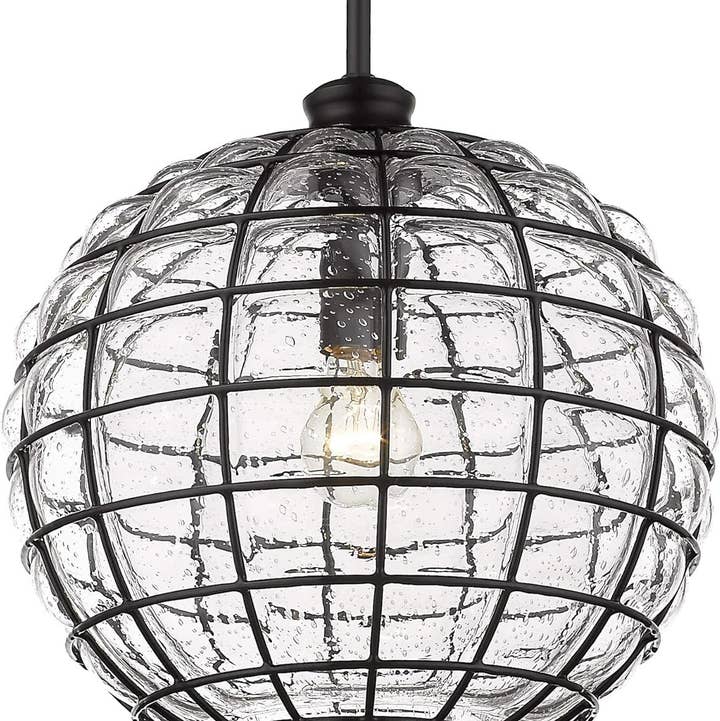 Golden Lighting - Wholesale Chandelier/Hanging Light - Powell Medium Pendant in Matte Black with Glass 0