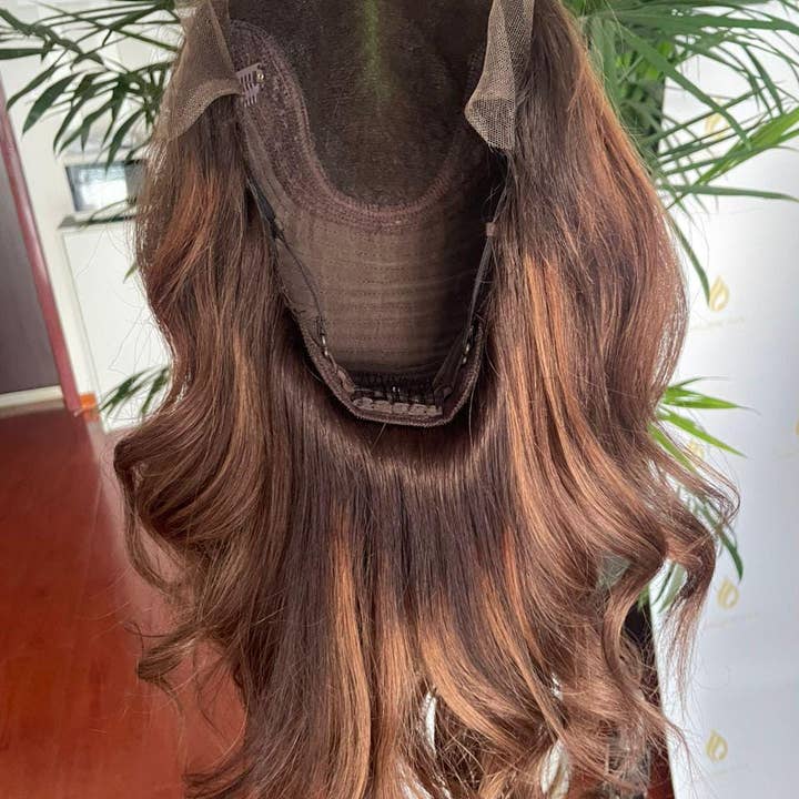 Gaurash Beauty Supply Inc. - Wholesale Wig/Hair Piece - Chocolate Brown Human Hair Wig with Caramel Highlights1