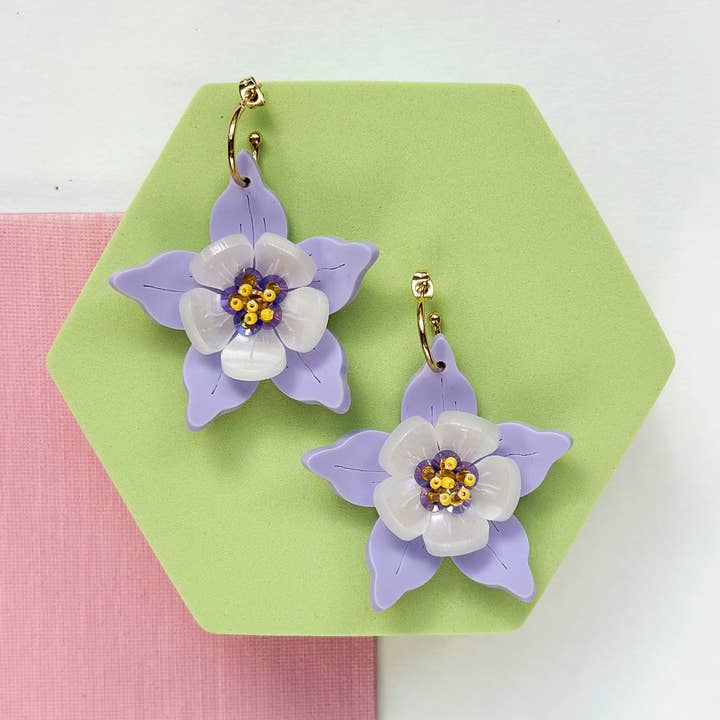 Esoteric London - Wholesale Dangle earrings - Columbine Flower Statement Dangle Earrings - Lilac4